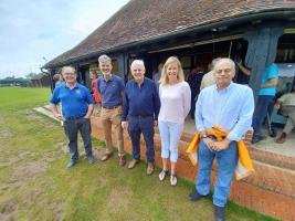 Rotarians at the Golf Club and Hazel on Zoom